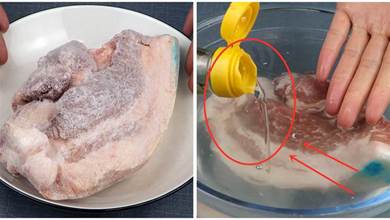解凍肉時，用熱水解凍是不對的，大廚教你一招，解凍快速還能去腥