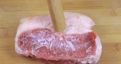 從冰箱拿出來的一塊硬邦邦的肉，十分鐘就解凍了，肉的口感不變